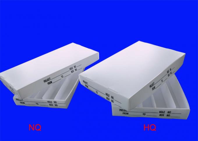 A perfuração do NQ e do QG retira o núcleo das caixas feitas das folhas do cartonplast/coroplast